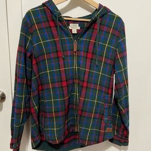 LL Beans Women’s Zip Up Hooded Flannel